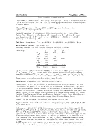 Shattuckite Cu5(Sio3)4(OH)2 C 2001 Mineral Data Publishing, Version 1.2 ° Crystal Data: Orthorhombic
