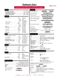 Dultmeier Sales Page 1 of 2 Conversion Factors and Formulas