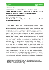 Ending Residual Paramilitary Domination in Northern Ireland? Restorative Economic and Social Inclusion Strategies