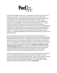 Fedex Ground Hazardous Materials Shipping Guide Is Intended to Simplify Title 49 CFR