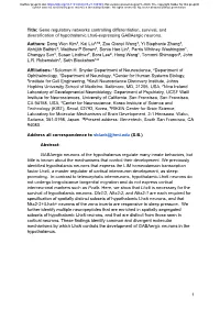 Gene Regulatory Networks Controlling Differentiation, Survival, and Diversification of Hypothalamic Lhx6-Expressing Gabaergic Neurons