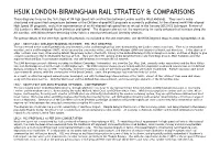 Hsuk London-Birmingham Rail Strategy & Comparisons
