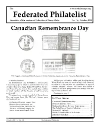 October 2011 Issue of the Calgary Known Soldier Is at the Base of the Memorial