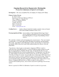 Protocol for Study of Degenerative Myelopathy in the Pembroke Welsh