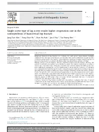 Single Screw Type of Lag Screw Results Higher Reoperation Rate in the Osteosynthesis of Basicervical Hip Fracture