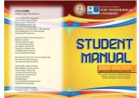 Student Manual 2015 Edition Covers the Expected Student Conduct in Consonance with the Implementation of Transformative Performance That Results in Best Contributions