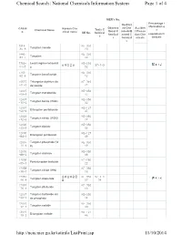The List of Tungsten and Its Related Compounds