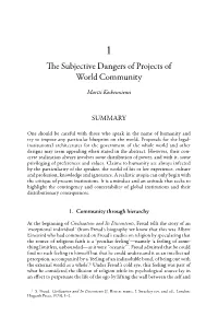 The Subjective Dangers of Projects of World Community
