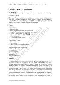 Control of Chaotic Systems - A.L
