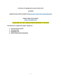 Instructions for Signing up for Journal Content Alerts 1/17/2018 Updated