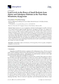 Lead Levels in the Bones of Small Rodents from Alpine and Subalpine Habitats in the Tian-Shan Mountains, Kyrgyzstan