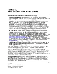 [MS-MSSO]: Media Streaming Server System Overview