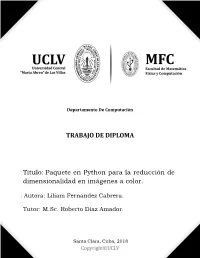 Paquete En Python Para La Reducción De Dimensionalidad En Imágenes a Color