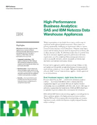 SAS and IBM Netezza Data Warehouse Appliances