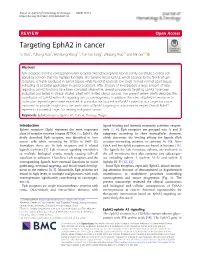 Targeting Epha2 in Cancer Ta Xiao1, Yuhang Xiao2, Wenxiang Wang3,4, Yan Yan Tang4, Zhiqiang Xiao2* and Min Su3,4*
