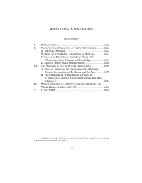 What Does Intent Mean?