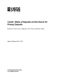 Cobalt—Styles of Deposits and the Search for Primary Deposits
