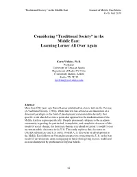 Considering “Traditional Society” in the Middle East: Learning Lerner All Over Again