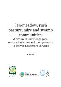 Fen-Meadow, Rush Pasture, Mire and Swamp Communities: a Review of Knowledge Gaps, Restoration Issues and Their Potential to Deliver Ecosystem Services