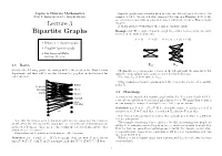 Lecture 3 Bipartite Graphs