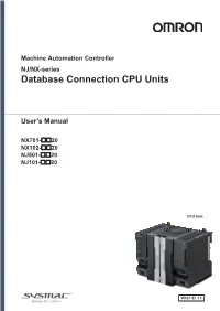 NJ/NX-Series Database Connection CPU Units User's Manual