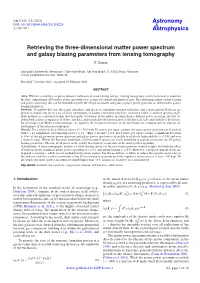 Retrieving the Three-Dimensional Matter Power Spectrum and Galaxy Biasing Parameters from Lensing Tomography