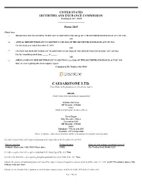 CAESARSTONE LTD. (Exact Name of Registrant As Specified in Its Charter)