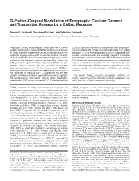 G-Protein-Coupled Modulation of Presynaptic Calcium Currents and Transmitter Release by a GABAB Receptor