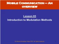 Lesson 3: Introduction to Modulation Methods