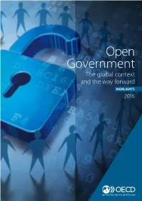 Open Government the Global Context and the Way Forward HIGHLIGHTS 2016