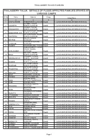 Thalassery Taluk- Details of Flood Affected Families Stayed at Various Camps
