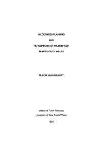 Wilderness Planning and Perceptions Of