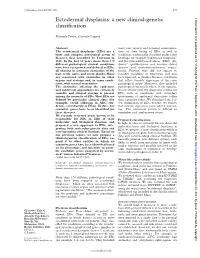 Ectodermal Dysplasias: a New Clinical-Genetic Classification