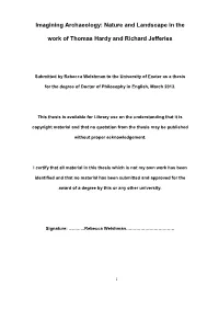 Nature and Landscape in the Work of Thomas Hardy and Richard Jefferies