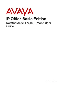 Norstar Mode T7316E Phone User Guide