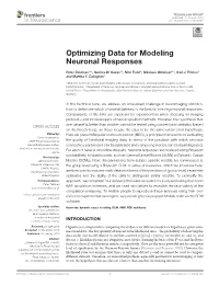 Optimizing Data for Modeling Neuronal Responses