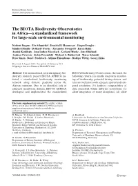 The BIOTA Biodiversity Observatories in Africa—A Standardized Framework for Large-Scale Environmental Monitoring