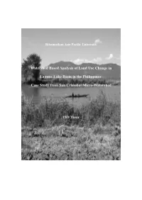 Watershed Based Analysis of Land Use Change in Laguna