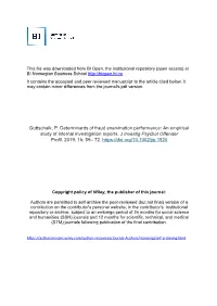 Gottschalk, P. Determinants of Fraud Examination Performance: an Empirical Study of Internal Investigation Reports