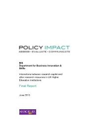 Interactions Between Research Capital and Other Resources In