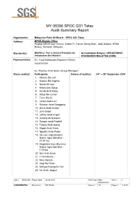 MY 05396 SPOC Q31 Tatau Audit Summary Report