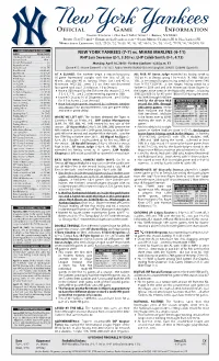 NYY Game Notes