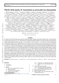 Planck 2018 Results. IX. Constraints on Primordial Non-Gaussianity Planck Collaboration: Y