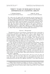 Thirty Years of Research on Race Differences in Cognitive Ability