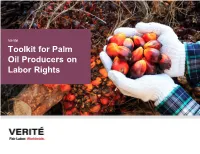 Toolkit for Palm Oil Producers on Labor Rights Table of Contents