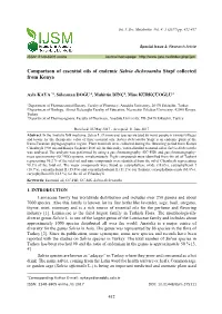 Comparison of Essential Oils of Endemic Salvia Dichroantha Stapf Collected from Konya