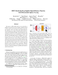 DIST: Rendering Deep Implicit Signed Distance Function with Differentiable Sphere Tracing