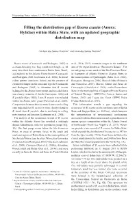 Filling the Distribution Gap of Boana Exastis (Anura: Hylidae) Within Bahia State, with an Updated Geographic Distribution Map