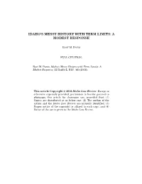 Idaho's Messy History with Term Limits