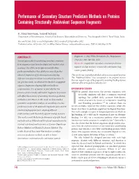 Performance of Secondary Structure Prediction Methods on Proteins
